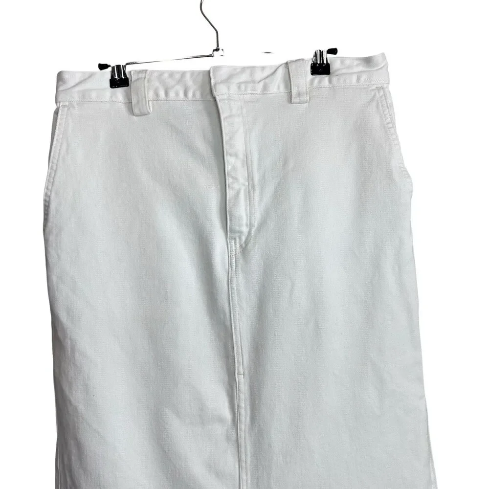 ENZA COSTA Midi Skirt Women 2 Medium White Soft Slouch Denim Straight Pencil - Picture 3 of 7
